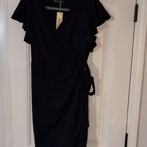 Chic Black Midi Wrap Dress